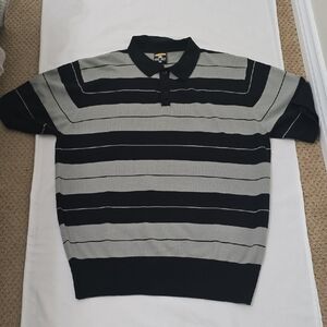 LOWRIDER, CHARLIE BROWN Black and Gray Striped Polo Shirt XL